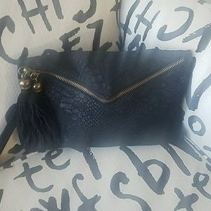 Black leather wristlet
